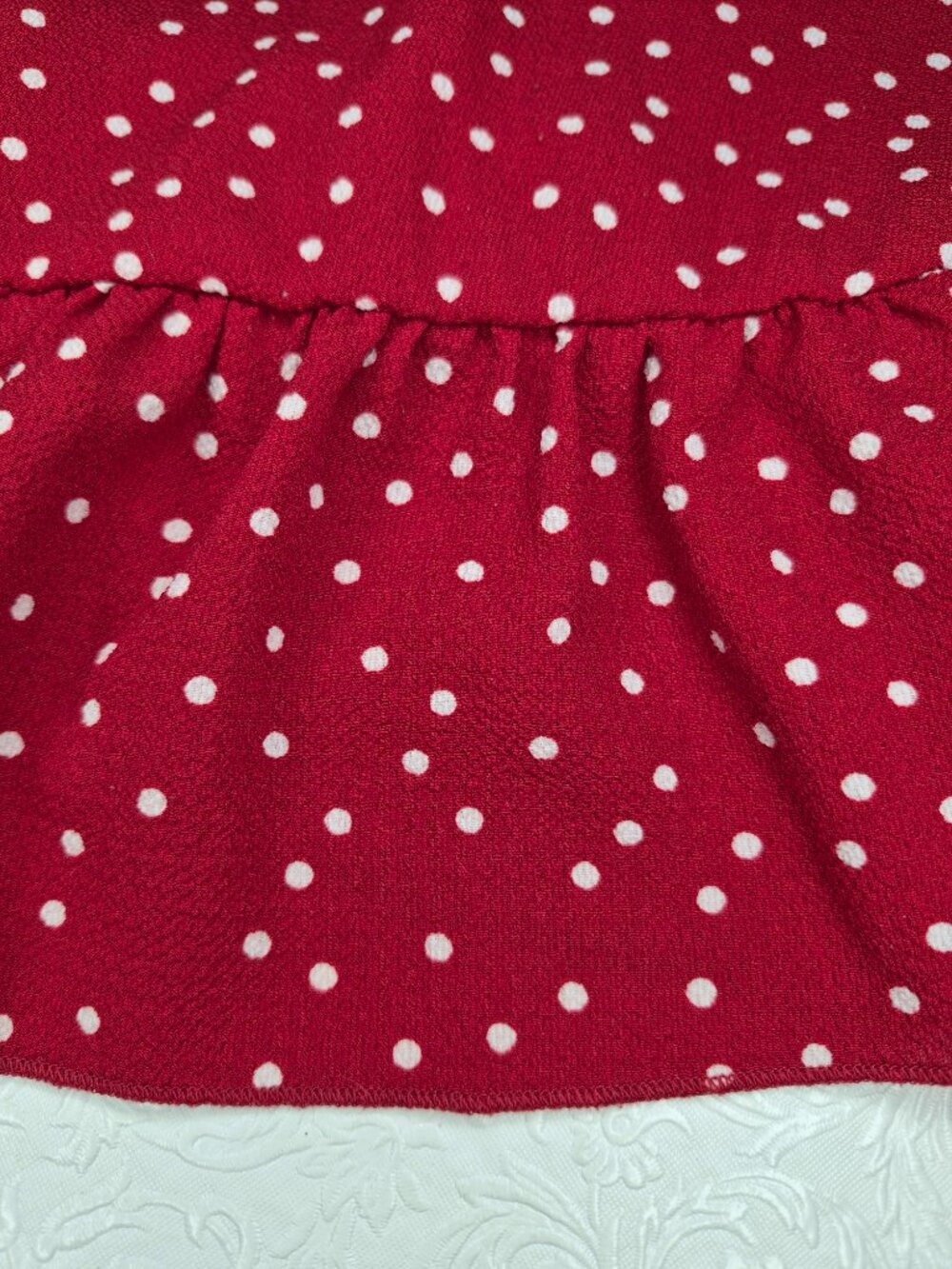 Relipop Womens XL Red White Polka Dot Ruffle Flutter Short Sleeve Wrap Dress - Picture 10 of 15